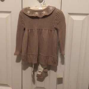 Max Studio baby 6-9 months tan sweater dress with tights!